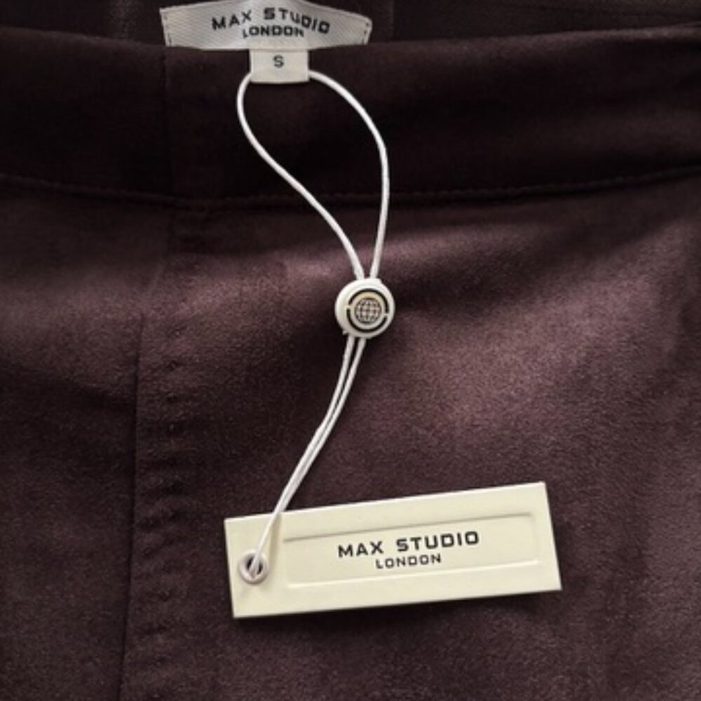 Max Studio Chocolate Brown Suede Pull-on A-Line Midi Skirt Women's S NEW - Picture 10 of 12